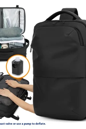 Vacuum compression backpack for men, expandable backpack with dry wet separation, anti-theft computer backpack, short distance b